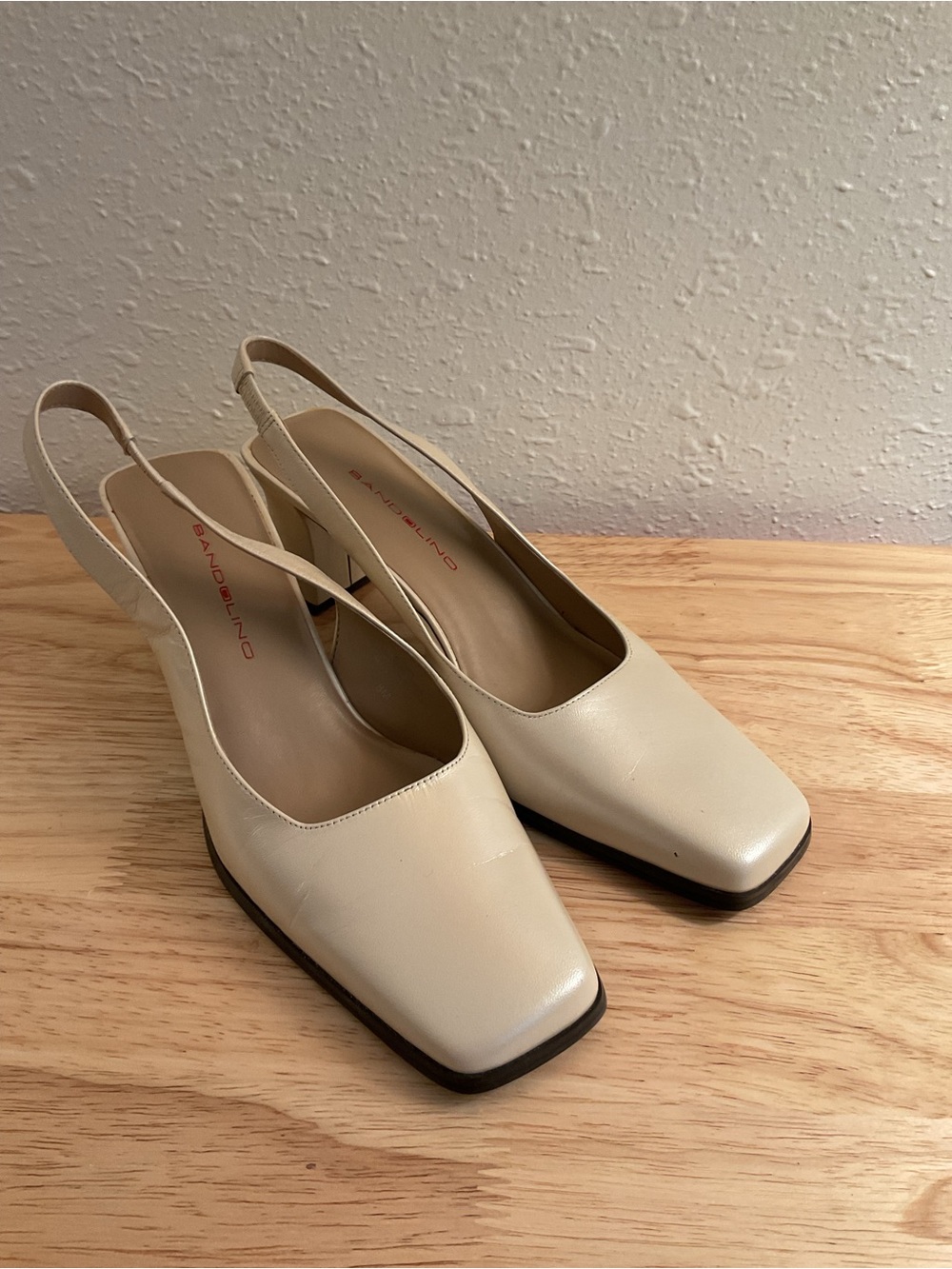 Bandolino Ivory Square-Toe Slingback Heels